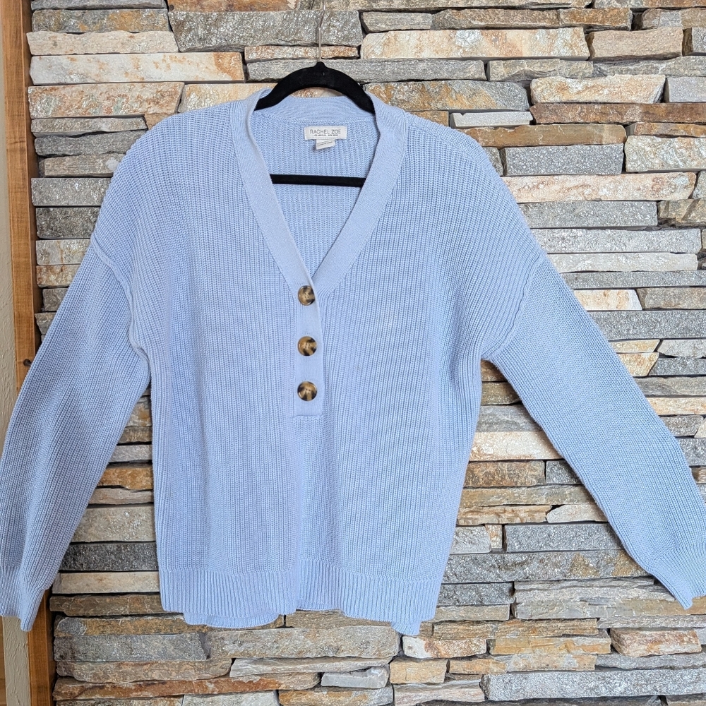 Rachel Zoe Light Blue Ribbed Knit Top